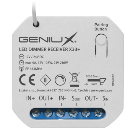 Prijímač X33+ Max 108W - 216W, Zap/Vyp, Stmievanie LED pásikov Prijímač X33+ Max 108W - 216W, Zap/Vyp, Stmievanie LED pásikov