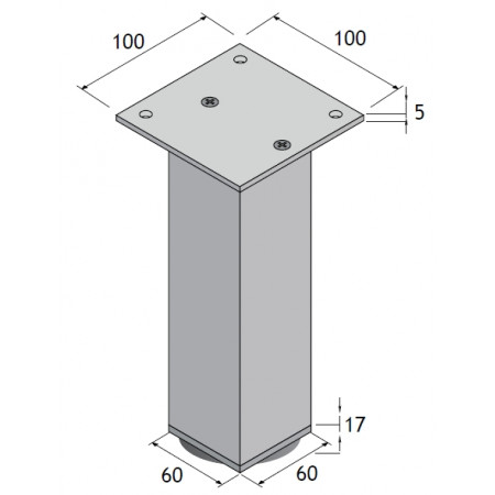 Stolová noha NS60/820, výška 820 mm